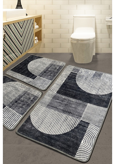 Wantsho 3'lü Set Banyo Paspası Füme-üçlü
