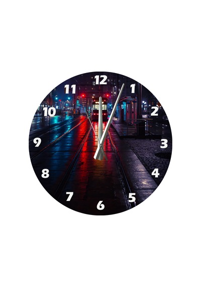Ti-play Gece Treni Yalnızlık 30x30cm Akrilik Dekoratif Modern Duvar Saati ÇOk Renkli