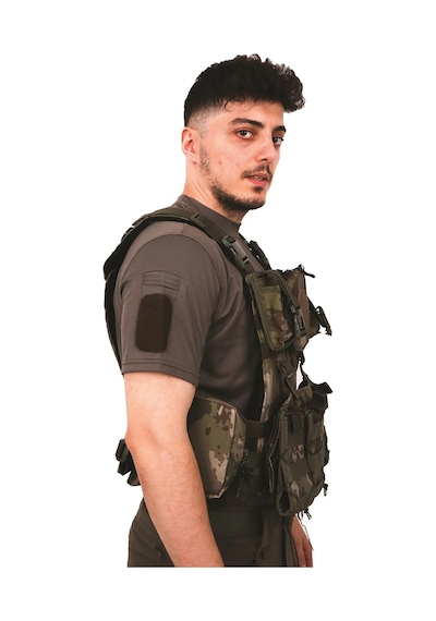 Kamuflaj Haki Kordon Airsoft Yeleği - Demonte Vest Taktik Yelek Haki