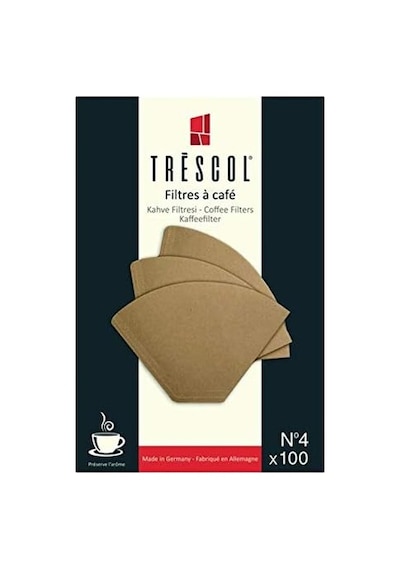 Trescol Kahve Filtresi, Naturel Kağıt, 4 Numara, Büyük Boy, 100'lü Paket