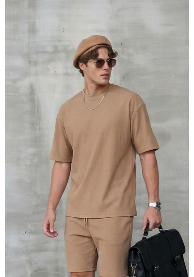 Fitilli Oversize Tişört Kahverengi