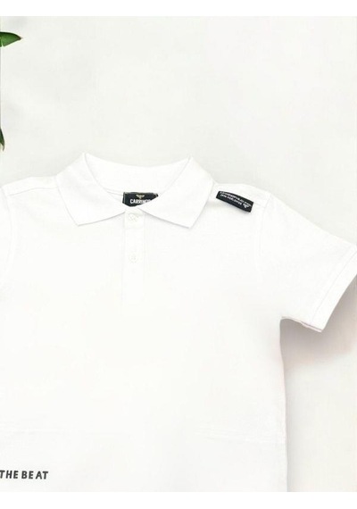 Carinos Erkek Çocuk Basic Yaka Detaylı T-shirt-14557 Beyaz