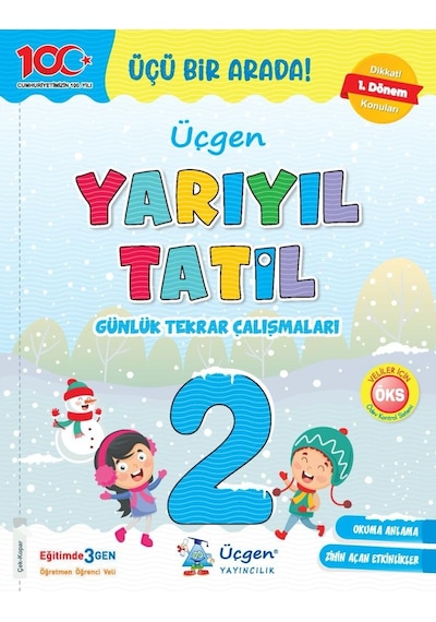 Üçgen 2.sınıf Yarıyıl Tatil Kitabı 2023-2024 1.dönem Konularını Kapsar