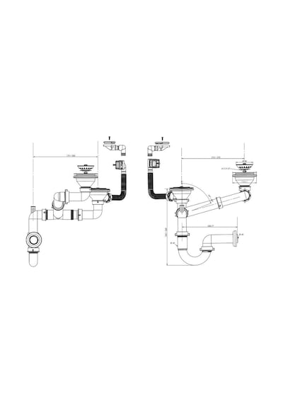 Franke Dominox Blanco Ukinox 1.5 Gözlü Granit Evye Sifon Takımı Yuvarlak Taşmalı