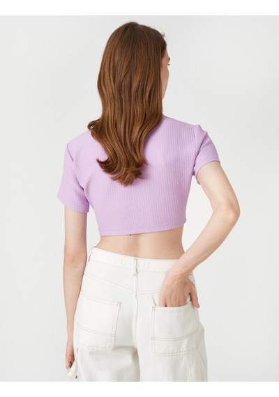 Koton Crop Bluz Halka Detaylı Lila 2sak30123pw 2SAK30123PW370 Koton Crop Bluz Halka Detaylı Lila 2sak30123pw 2SAK30123PW370