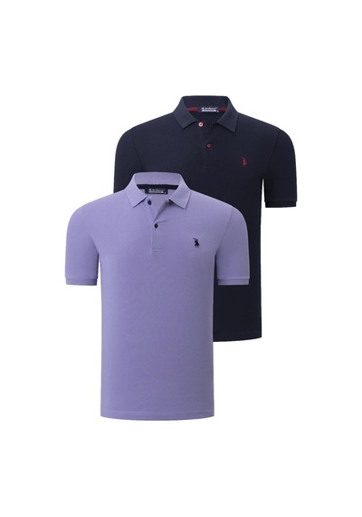 İkili Set T8561 Dewberry Erkek Tshırt-lacivert-lila