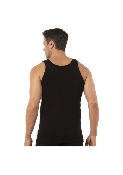 Özkan Underwear Özkan 0113 6'lı Paket Erkek %100 Pamuklu Esnek Yumuşak Ribana Kalın Askılı Atlet Siyah