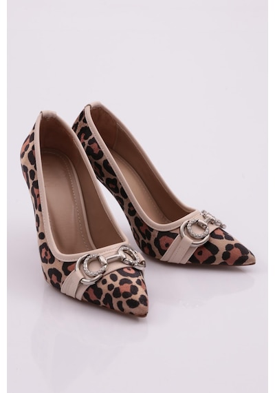 Dgn 33125 Kadin Topuklu Ayakkabi 33125-1710-R0171 Bej - Leopar