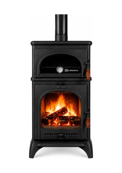 Flame Stove Fs-024 Kuzineli 3 Tarafı Camlı Komple Pik Döküm Şömine Soba