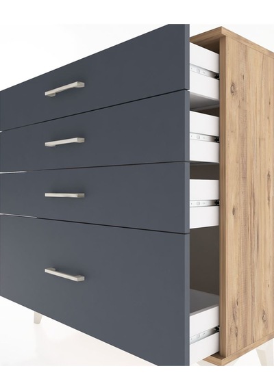 Arges Şifonyer 4 Çekmeceli 88x30x96 Çam-antrasit Çam