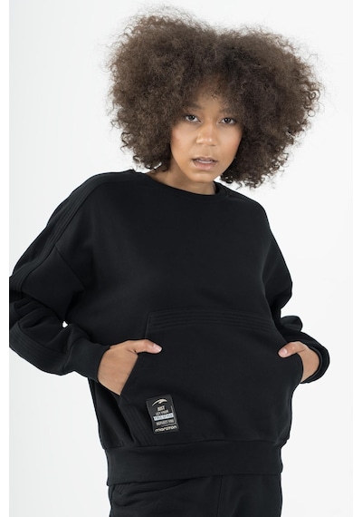 Maraton Sportswear Oversize Kadın Kapşonlu Uzun Kol Basic Siyah Sweatshirt 22953-siyah