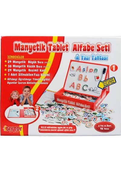 +3 Yaş Manyetik Tablet Alfabe Seti ve Yazı Tahtası (diytoy)