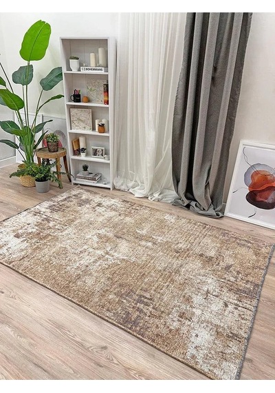Beyaz Bej Çift Taraflı Modern Yıkanabilir Antibakteriyel Halı - Yo10407b Beyaz - Bej