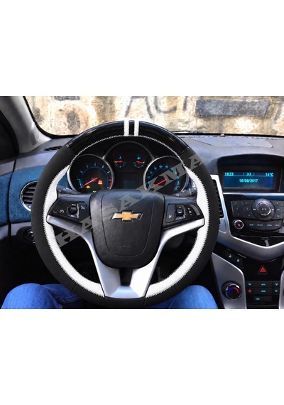 Opel Mokka A Dikme Direksiyon Kılıfı Parlak Siyah Beyaz Detaylı Beyaz Çift Yüzük Ve Dikiş 2012-2016