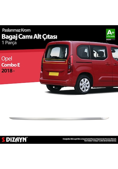 S-dizayn Opel Combo E Krom Bagaj Camı Alt Çıtası 2018-2023