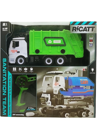 Ctoy Constructo Rc Sök-tak Çöp Kamyonu Usb Şarjlı 1:18 Mühendislik Oyuncak + 2.4 Ghz Kumanda Yeşil