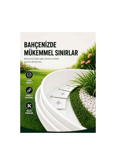 Esnek Pvc Çim Ayırıcı Bahçe Peysaj Düzenleyici 10metre Beyaz Çim Sınırlayıcı Esnek Plastik Taş Toprak Ayraç Bariyer Peyzaj Bordürü