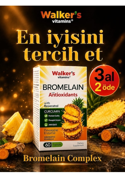 Walker's Vitamin Bromelain 1500 MG Takviye Edici Gıda 60 Kapsül