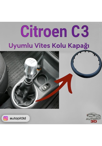Autopit 3d Citroen C3 Uyumlu Vites Kolu Kapağı Citroen C3