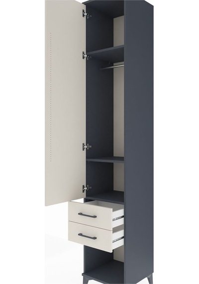 Hyperion Dolap 3 Raflı 2 Çekmeceli Tek Askılı 44x44x243 Antra... Antrasit