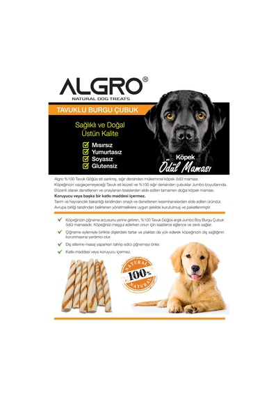 Algro Tavuk Göğüs Etli Jumbo Boy Burgu Çubuk 240 G