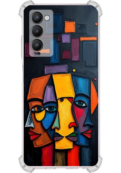 Tecno Camon 18p İle Uyumlu Köşe Korumalı Kılıf Metamorfoz Trinite Tasarımlı Uv Baskılı Şeffaf