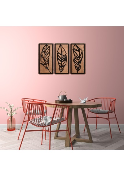 3 Parça Tüy Dekoratif Ahşap Duvar Tablosu – Madamvila