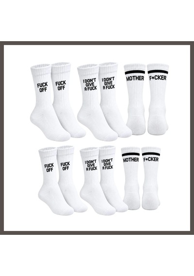 Bezos Unisex Beyaz Yazılı Çorap Esprili Sloganlı Uzun Soket Günlük Spor Rahat 6lı Eğlenceli Şık Hediye Set Nxrlvng