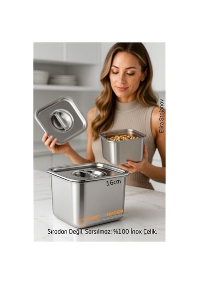 Zenvac Premium Inox Saklama Kabı - Hava Sızdırmaz Mutfak Düzenleyici 16x12 Cm 304 Paslanmaz Çelik Zenvac29 Renkli