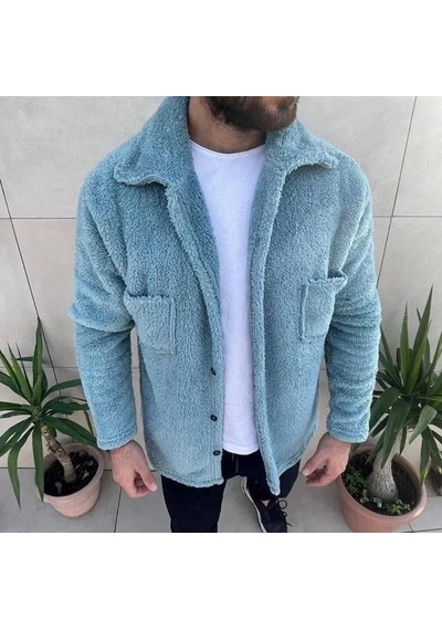 Erkek Polar Düğmeli Hırka - Mavi