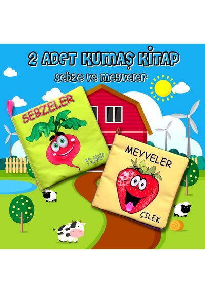 2 Kitap Tox Meyveler Ve Sebzeler Kumaş Sessiz Kitap T113 T049 - B