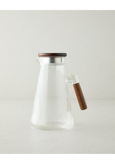 Timber Elegance Borosilikat-akasya Sürahi 1800 Ml Şeffaf