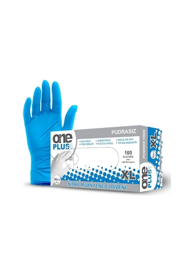 One Plus Nitril Eldiven Pudrasız Large Mavi 100'lü