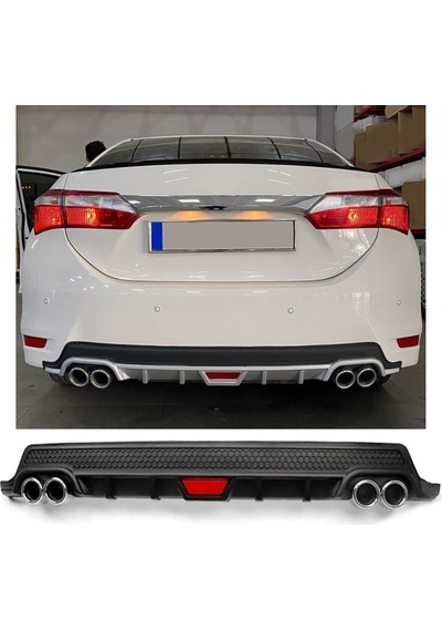 Toyota Corolla 12-19 Makyajlı Uyumlu Body Kit Difüzör 4 Çıkış Yuvarlak Siyah Model 2