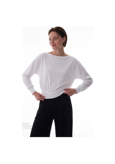 Penti Kırık Beyaz Boat Yaka Waist Detail Modal Üst