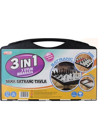 3'lü Oyun Seti Dama, Tavla, Satranç Taşımalı