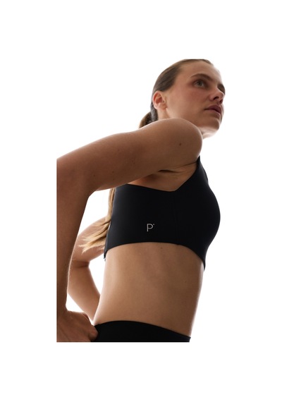 Penti Siyah Stretch360  Orta Destek Çapraz Sırt Detaylı Kaydırmaz Askılı Cross Back Spor Sütyeni