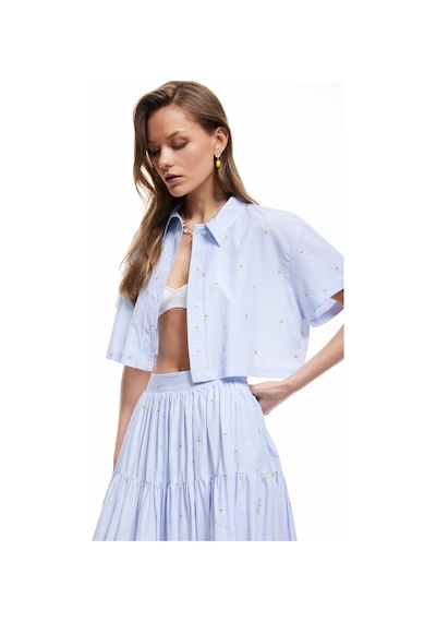 Koton Kısa Kollu Limon İşleme Detaylı Poplin Crop Gömlek Mavi Çizgili 5sak60359pw Mavi Çizgili Koton Kısa Kollu Limon İşleme Detaylı Poplin Crop Gömlek Mavi Çizgili 5sak60359pw Mavi Çizgili