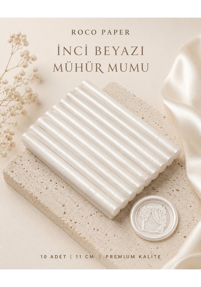 Silindir Mühür Mumu, İnci Beyazı, 10 Adet - 11 Cm, Zarf Ve Daveti Diğer