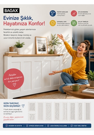 Petek Kaplama Modern Radyatör Kapatma Ünitesi Ön Panel Mdf Tasarım İç Ölçü 156 Cm Dış Ölçü 160 Cm Petek 156 Siyah Üstü Beyaz D8 Petek Kaplama Modern Radyatör Kapatma Ünitesi Ön Panel Mdf Tasarım İç Ölçü 156 Cm Dış Ölçü 160 Cm Petek 156 Siyah Üstü Beyaz D8