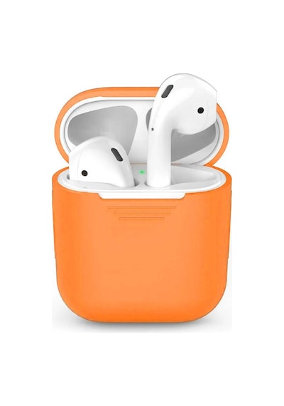 Wozlo Apple Uyumlu AirPods 1. Ve 2. Nesil Silikon Koruma Kılıfı - Silikon Koruyucu Kılıf - Turuncu