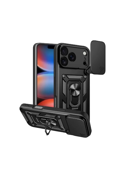 Newface Apple İphone 17 Pro Pars Lens Yüzüklü Silikon - Siyah