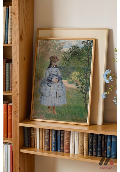 Claude Monet Bahçede Kız Çocuk, Ahşap Çerçeveli Duvar Tablosu - Sanatsever Hediyesi