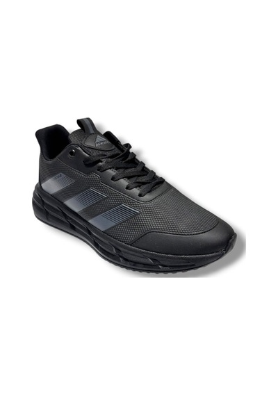 Adistar 018-26 Baskı Deri Anatomik Erkek Sneaker Siyah Füme Siyah