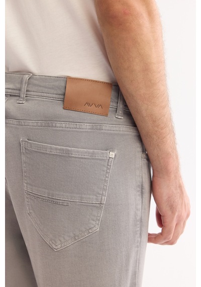 Avva Erkek Gri Klasik Bel Parça Boya Pamuklu Yıkamalı Berlin Slim Fit Jean Pantolon A52y3509