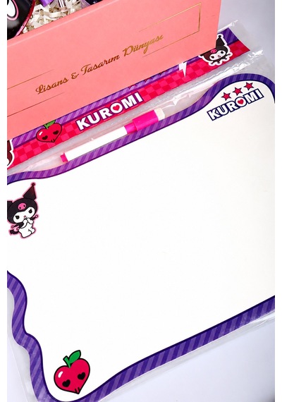 X Dekomus Lisanslı Kuromi Özel Kutulu 12 Parça Kırtasiye Seti Yazı Tahtası,çıtçıt Dosya Altın