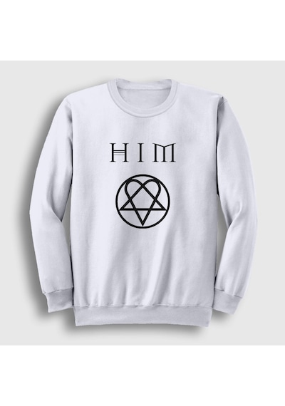 Presmono Unisex Logo Him Sweatshirt Beyaz