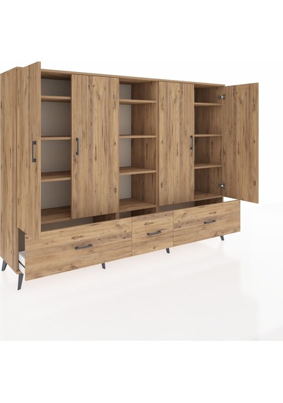 Hyperion Dolap 12 Raflı 3 Çekmeceli 4 Kapaklı 220x44x163 Çam-çam Çam-çam Hyperion Dolap 12 Raflı 3 Çekmeceli 4 Kapaklı 220x44x163 Çam-çam Çam-çam