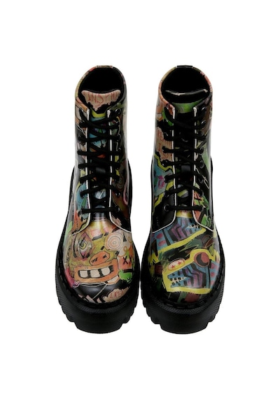 Kadın Vegan Deri Siyah Uzun Bot - Human Inspo Tasarım Multicolor