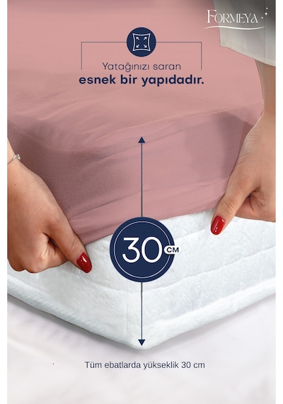 Formeya Pamukkale Pudra Alez Mikro Fitted Sıvı Geçirmez Yatak Koruyucu  TekKişilik  Alez